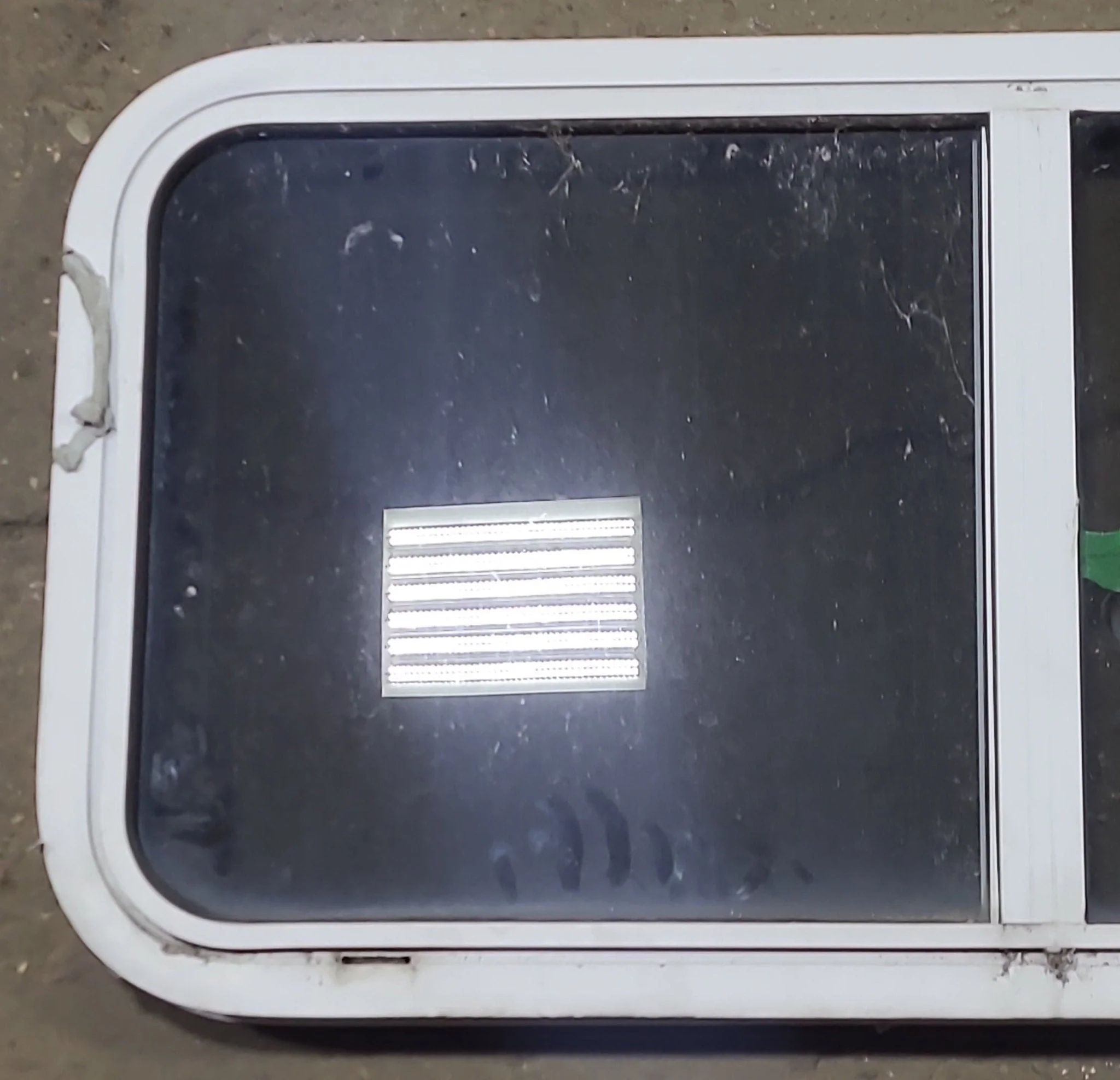 Used Slanted White Radius Opening Window : 41 3/4" W x 17 3/4" H x 2" D - Image 2