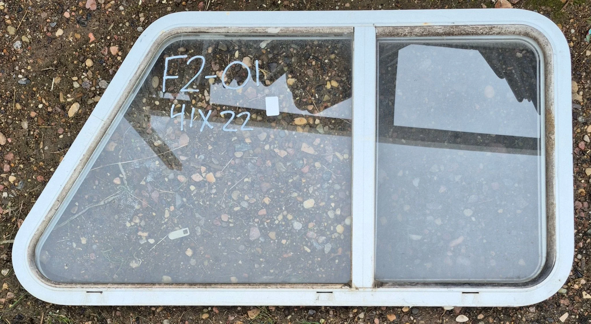 Used Slanted White Radius Opening Window : 41" W x 21" H x 1 1/4" D
