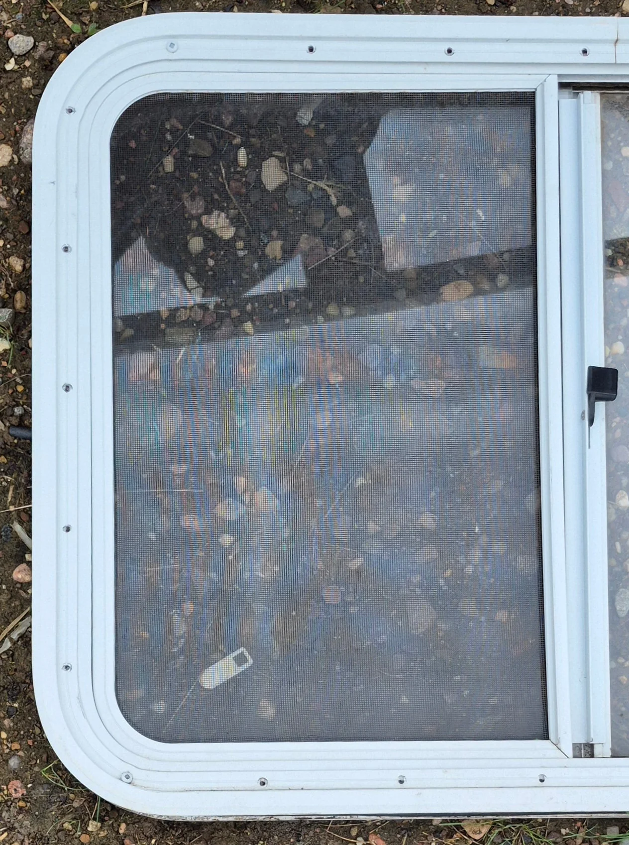 Used Slanted White Radius Opening Window : 41" W x 21" H x 1 1/4" D - Image 8