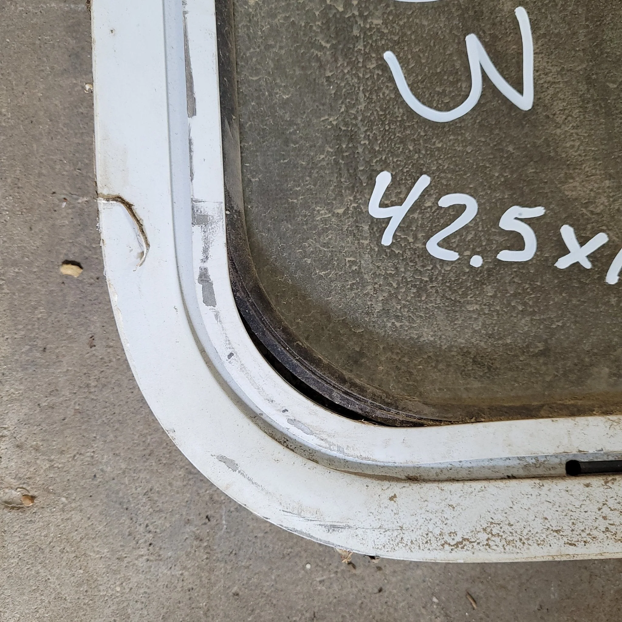 Used Slanted White Radius Opening Window : 42.5 X 16 X 2" D - Image 2