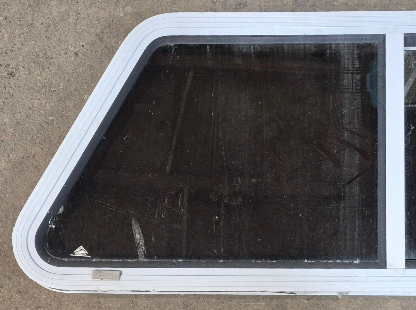 Used Slanted White Radius Opening Window : 42" W x 17 1/2" H x 1 7/8" D - Image 3