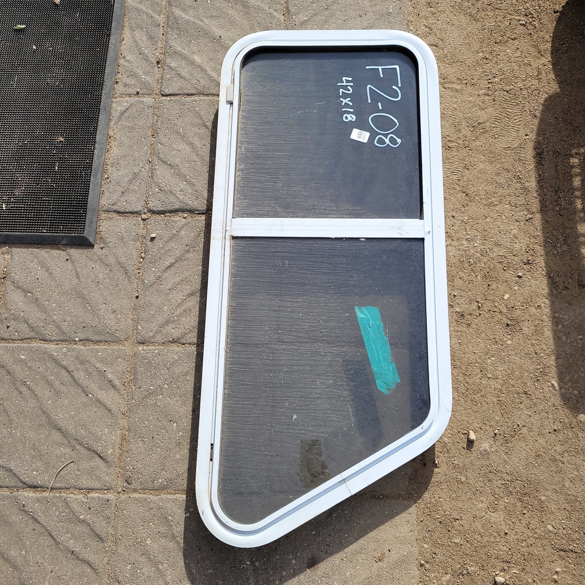 Used Slanted White Radius Opening Window : 42 X 18 X 2" D