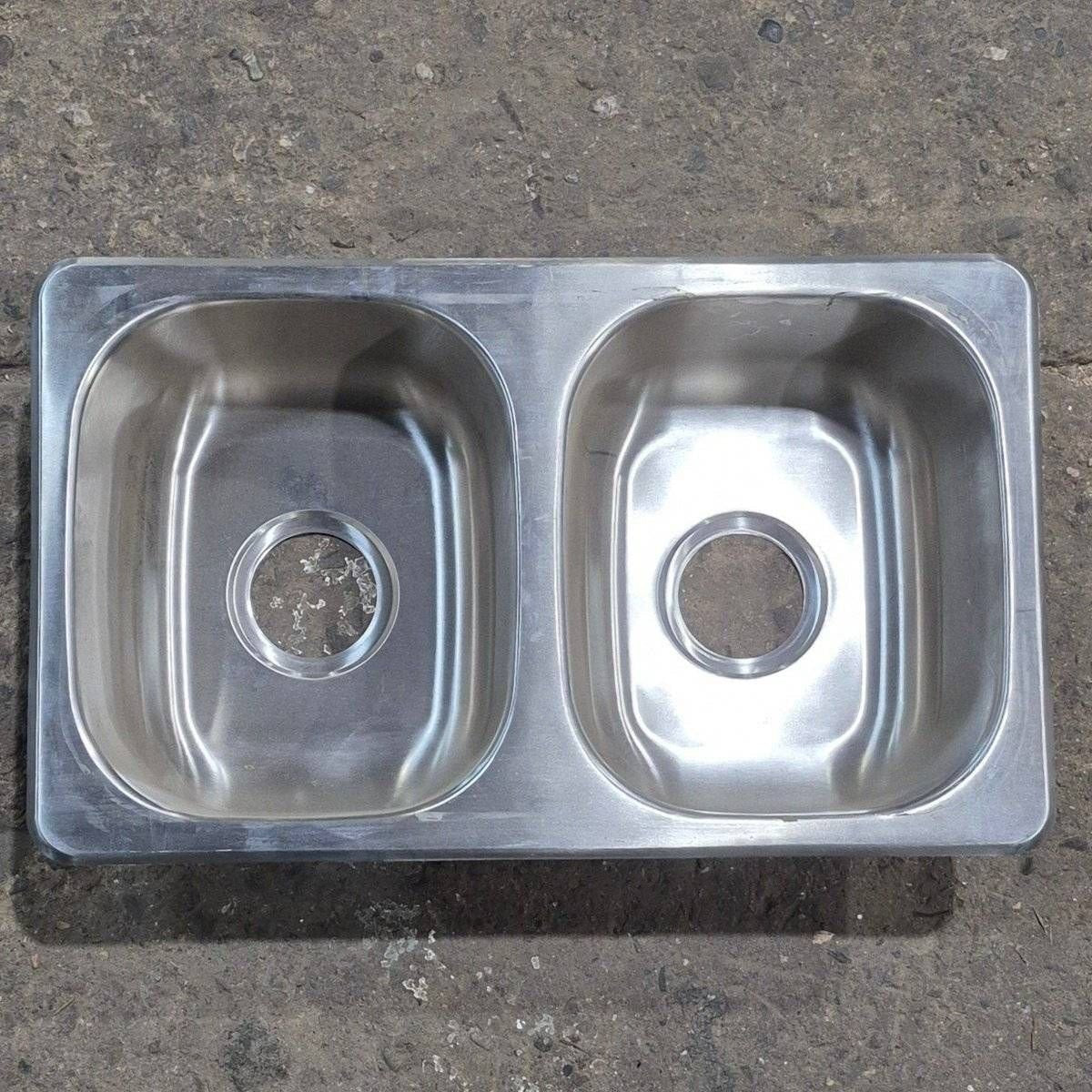 Used Stainless Steel Double Kitchen Sink - 25 1/8" X 13 1/8"