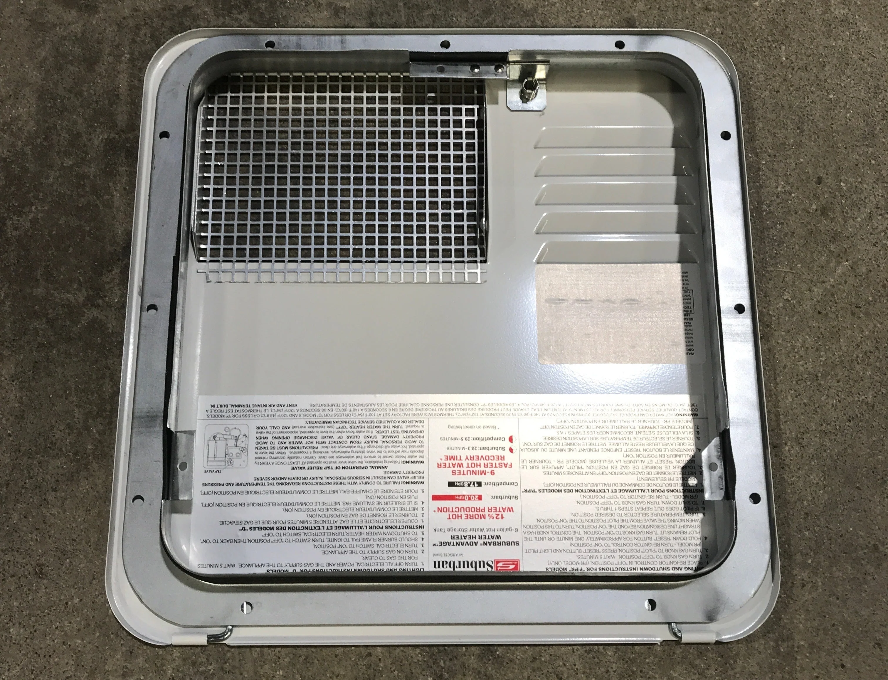 Used Suburban 6261APW RV Door for SW model 6 gallon - surface mount NO FRAME - Image 2