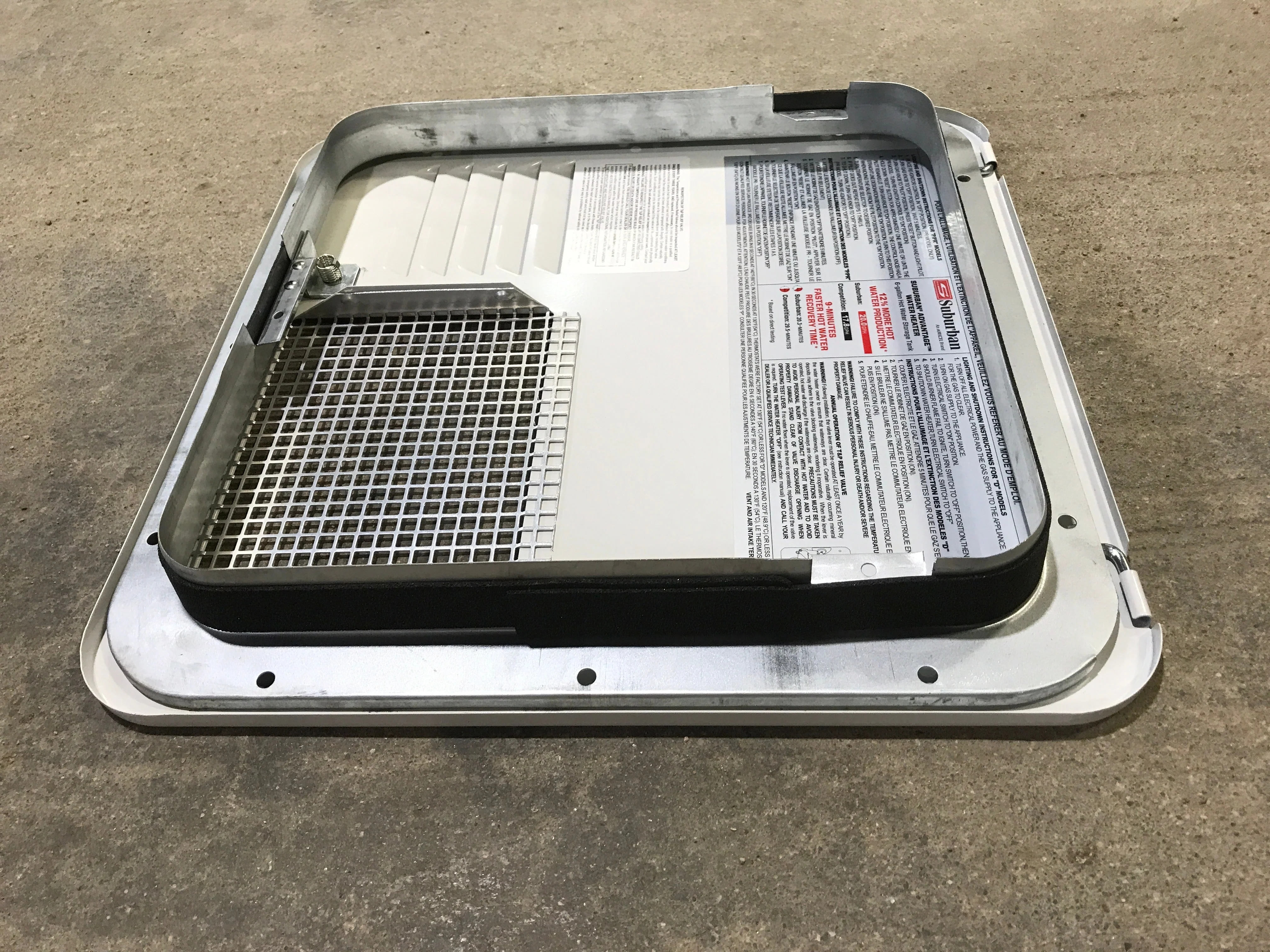Used Suburban 6261APW RV Door for SW model 6 gallon - surface mount NO FRAME - Image 3