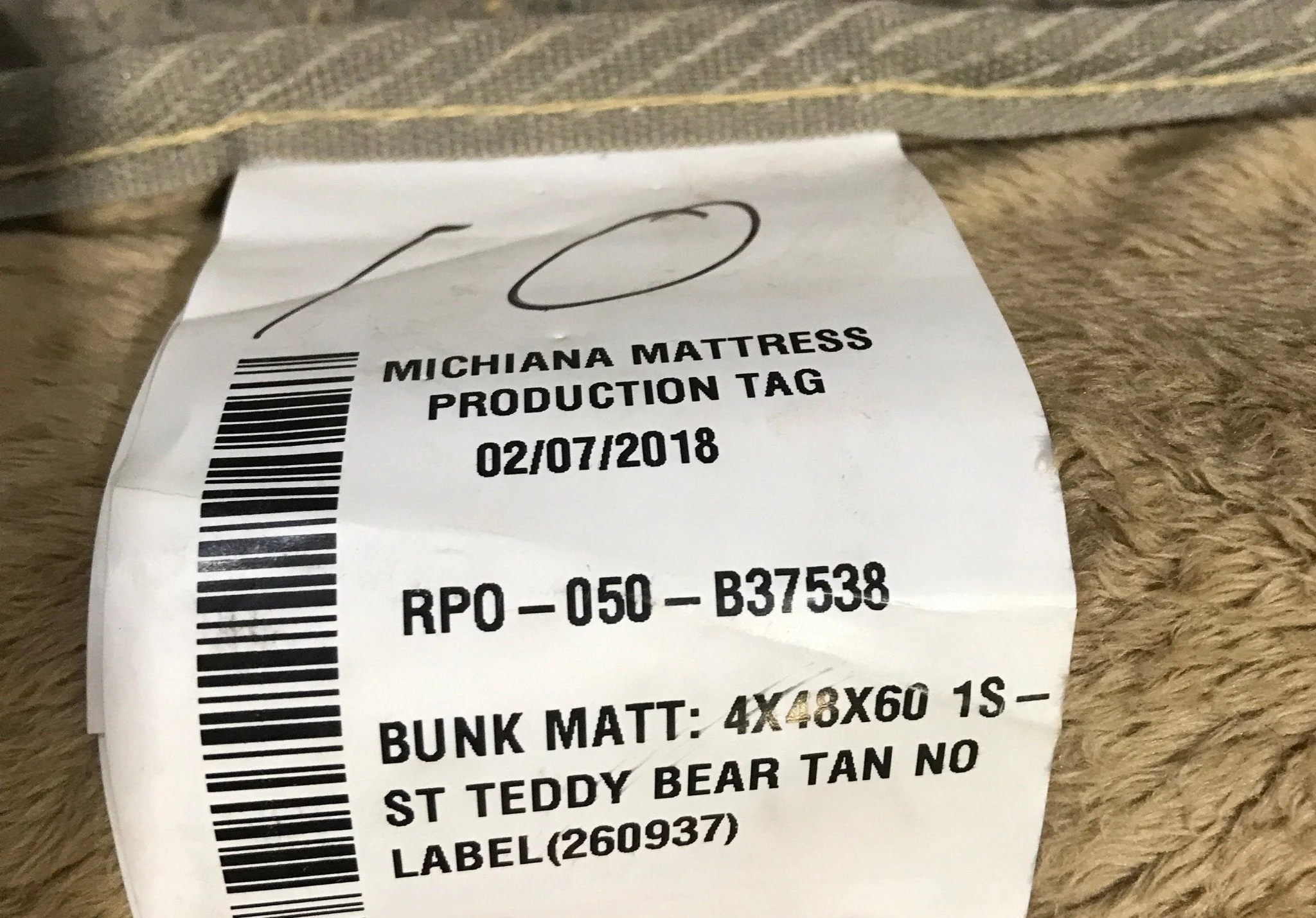 Used Teddy Bear Bunk Mattress 60" x 48" x 4" D - Image 2