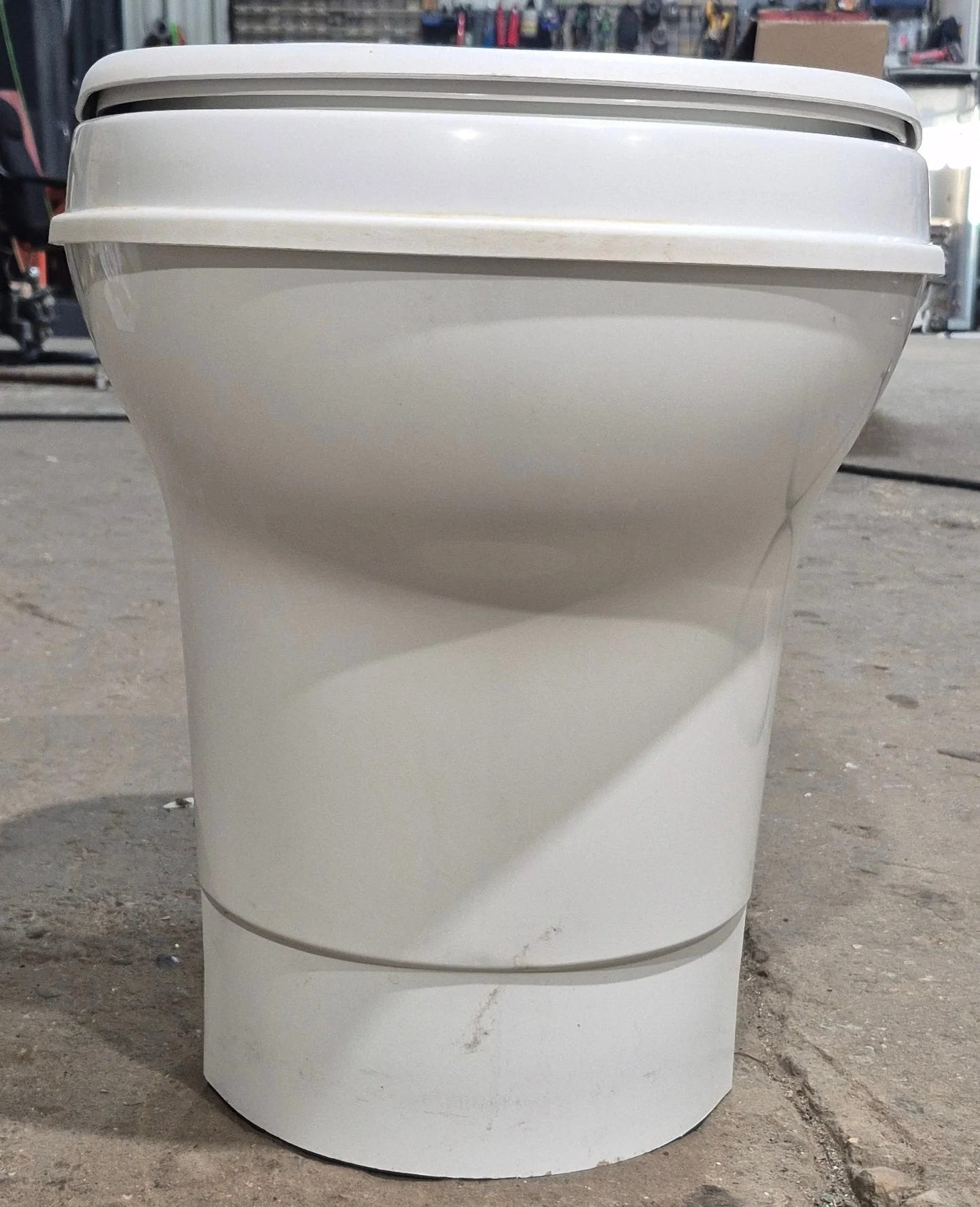 Used Thetford Toilet, Hand Flush, High Profile, White - AQUA MAGIC V , 31648