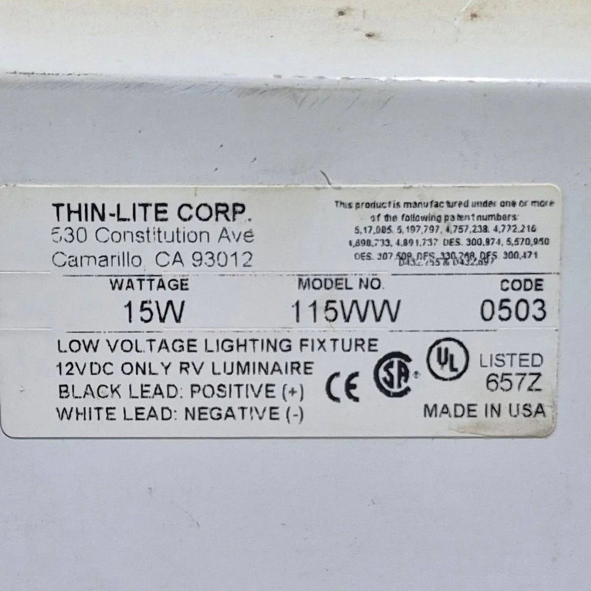 Used Thin-Lite Single Fluorescent Light Fixture - Model 115 - Image 2