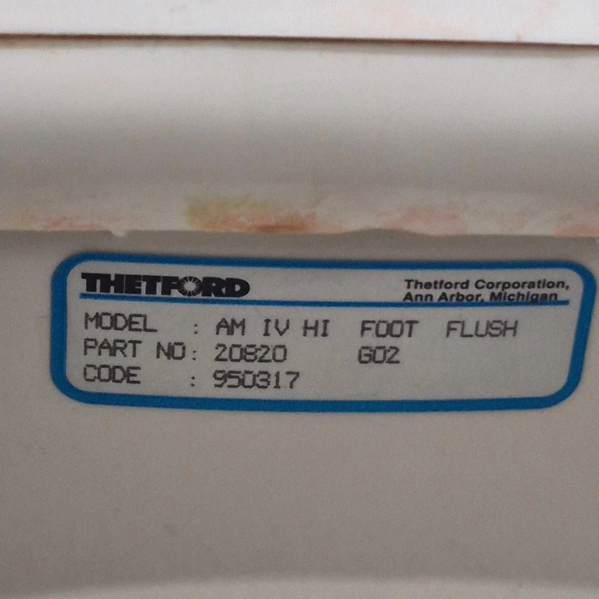 Used Toilet Thetford, Foot Flush, High Profile - AQUA MAGIC IV , 20820 - Image 2