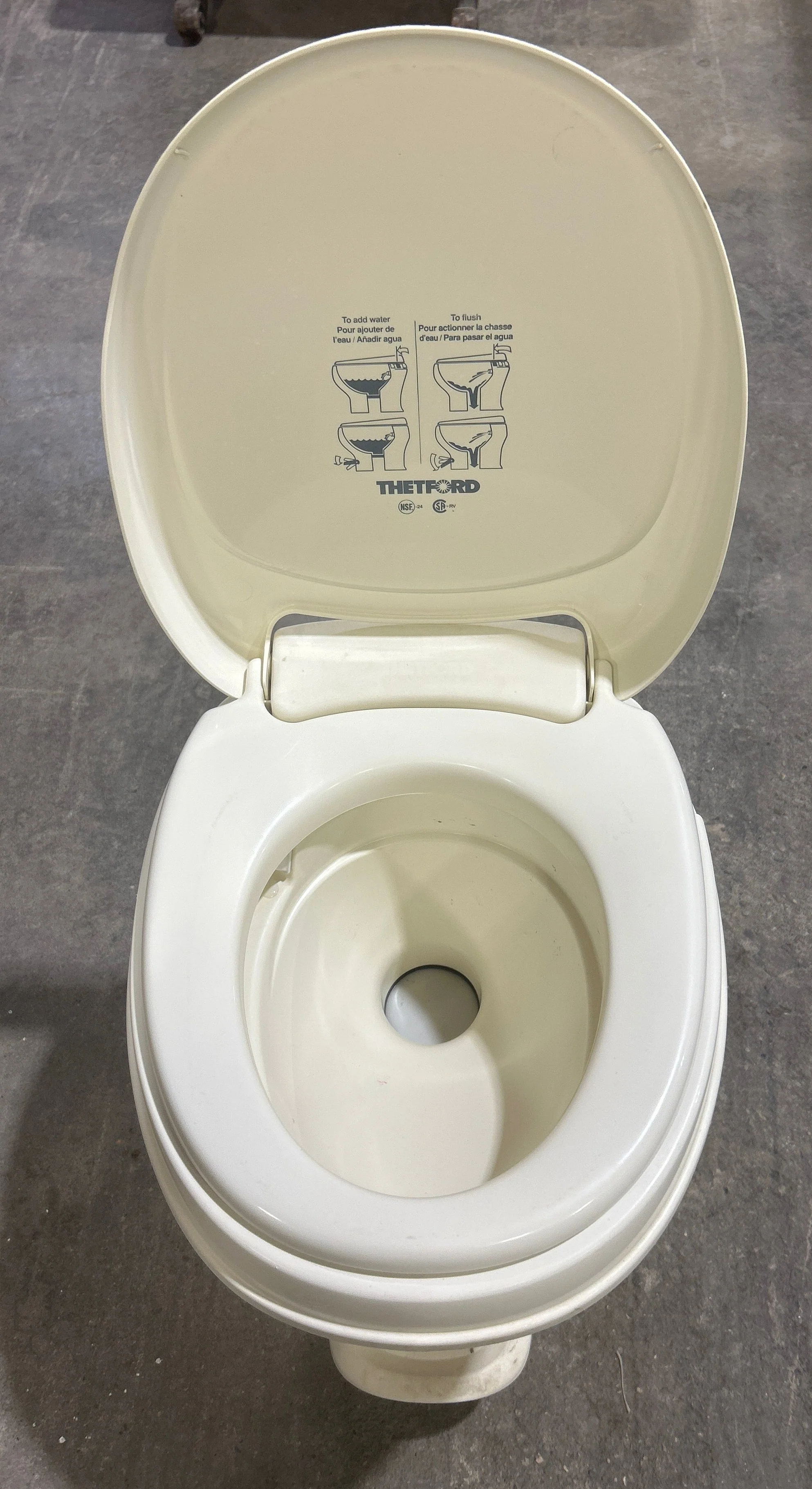 Used Toilet Thetford Toilet, High Profile, Foot Flush, Parchment - Aqua-Magic V , 31688 - Image 3