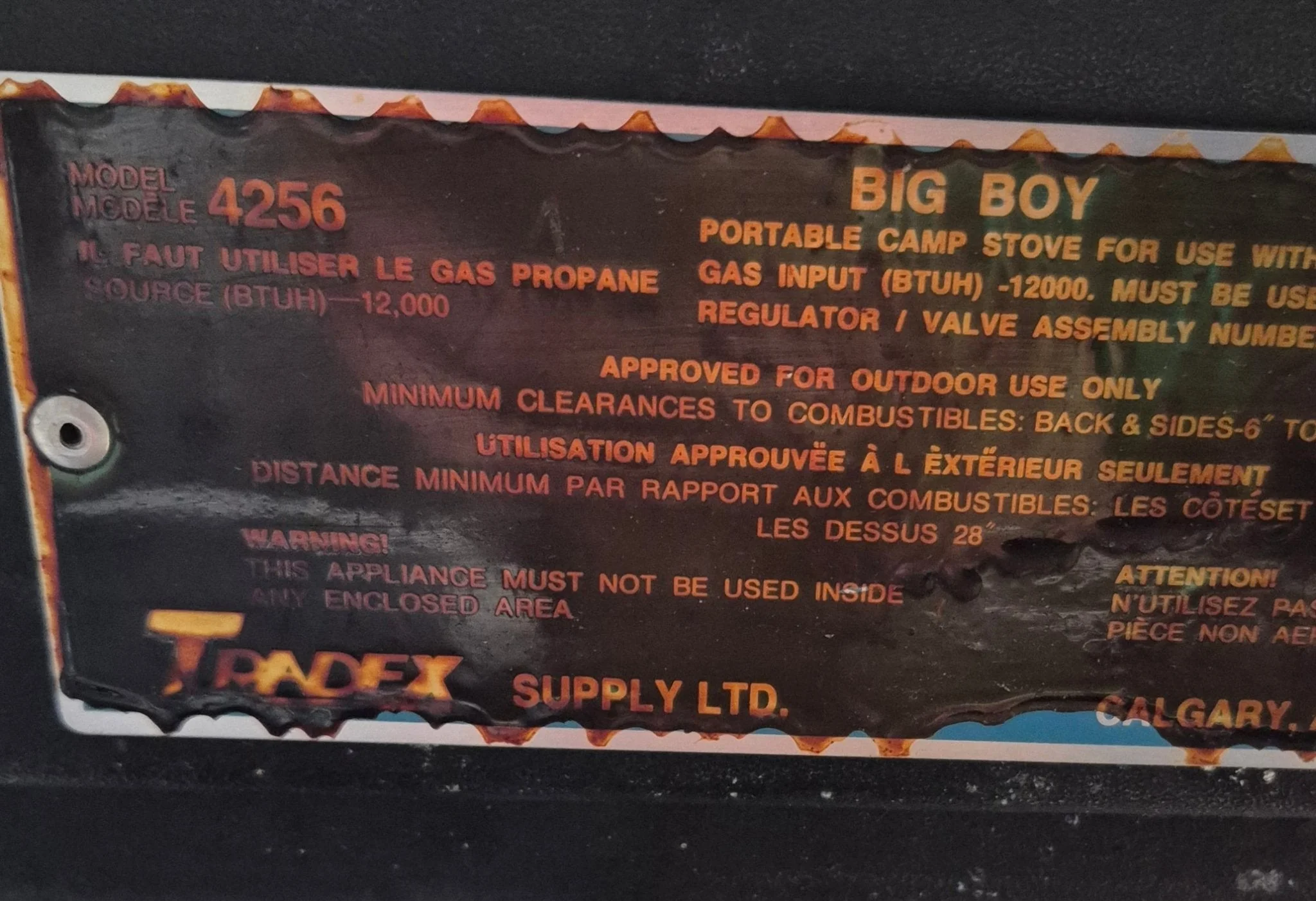 Used Tradex Big Boy RV Grill Model 4256 - Image 10