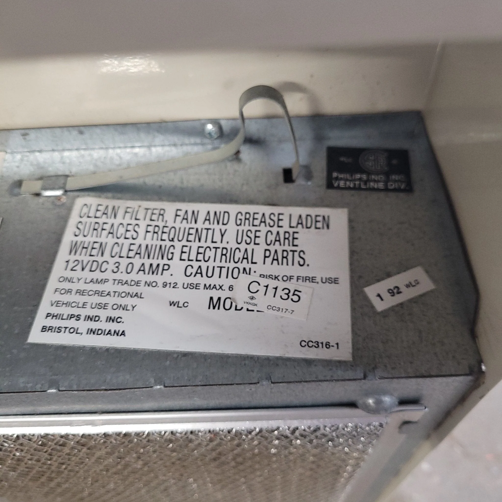Used Ventline RV Range Hood Fan C1135 - C316-1 - Image 3