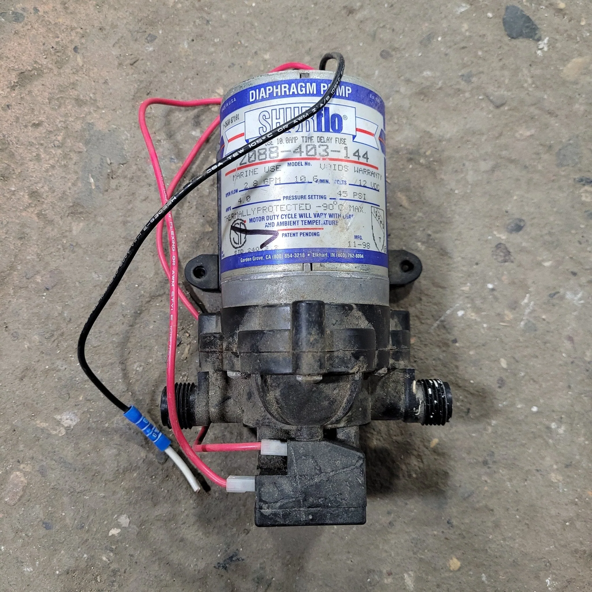 Used SHUR-FLO Water Pump - 2088-403-144