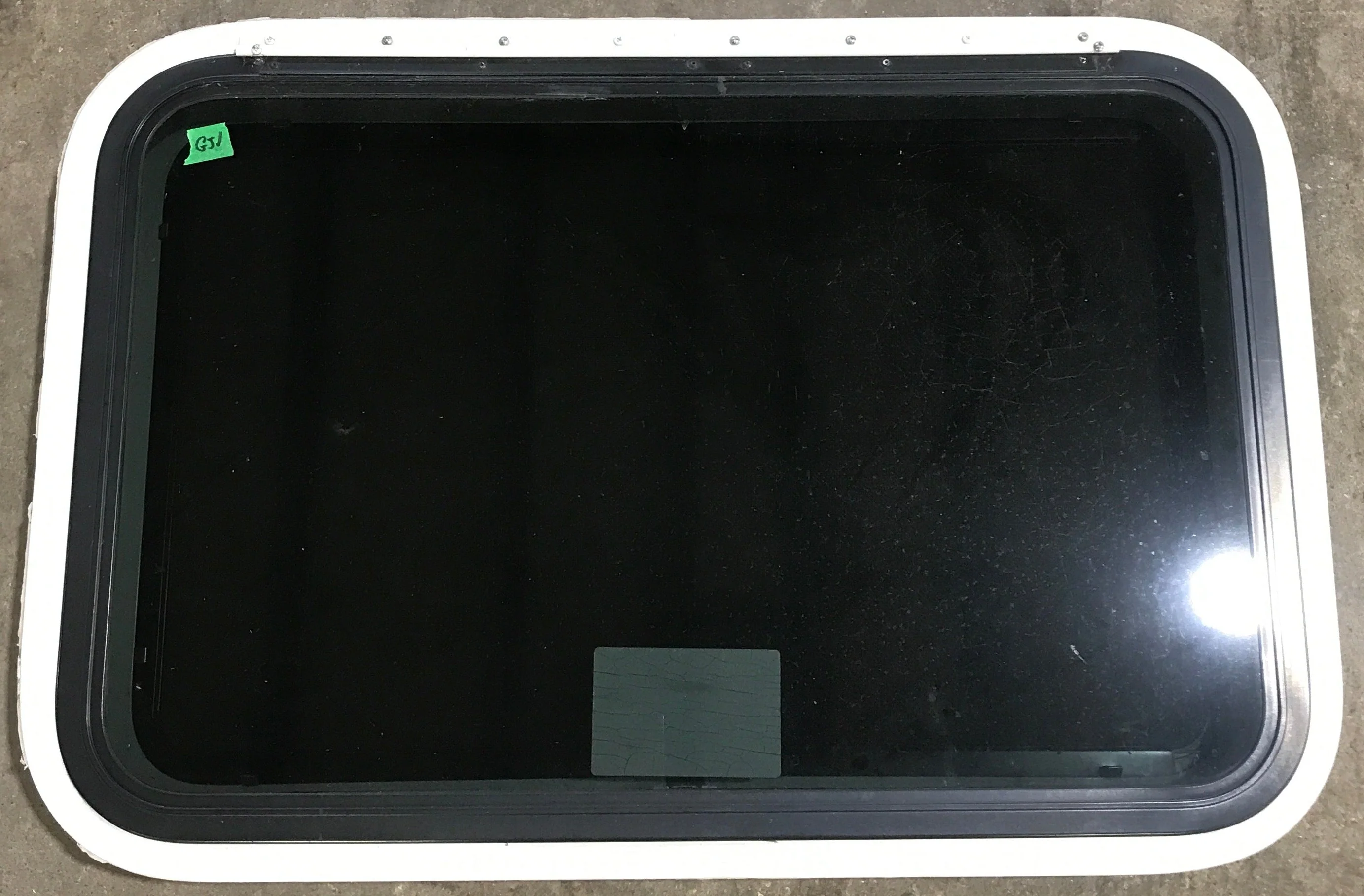 Used White Radius Emergency Opening Window : 29 1/2" W x 19 1/2" H x 1 7/8" D