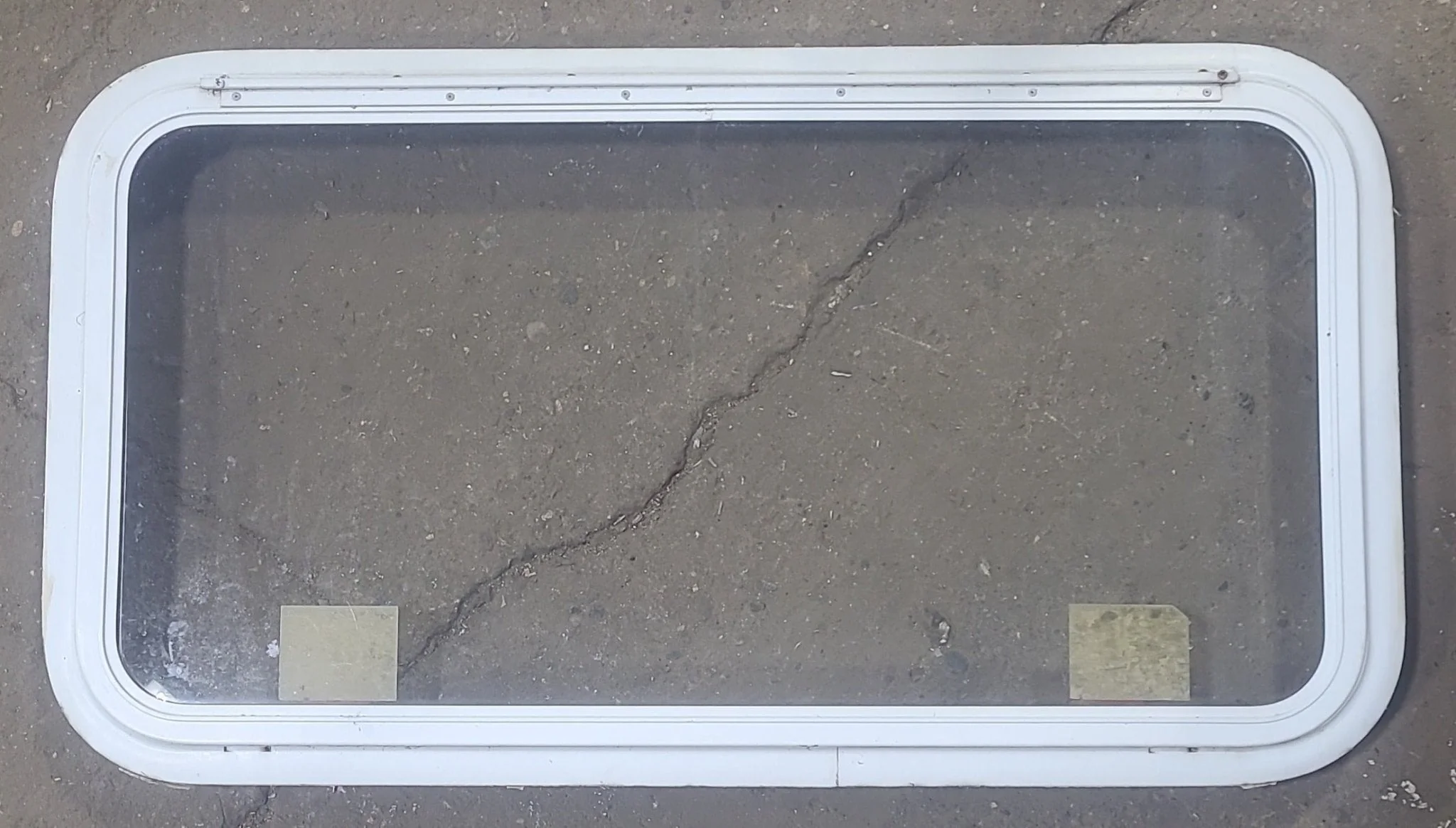 Used White Radius Emergency Opening Window : 35 1/2" W x 18 3/4" H x 1 7/8" D