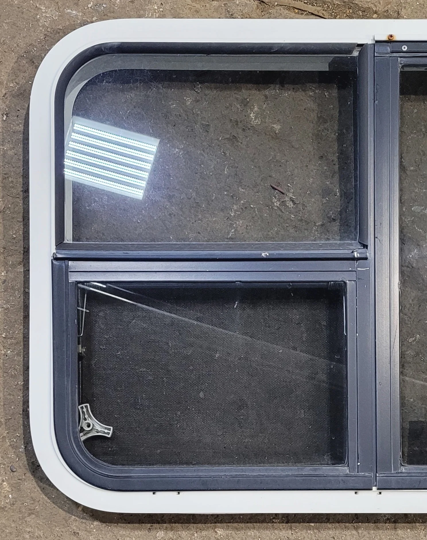 Used White Radius Emergency Opening Window : 41 1/4" W x 21 1/4" H x 1 5/8" D - Image 3