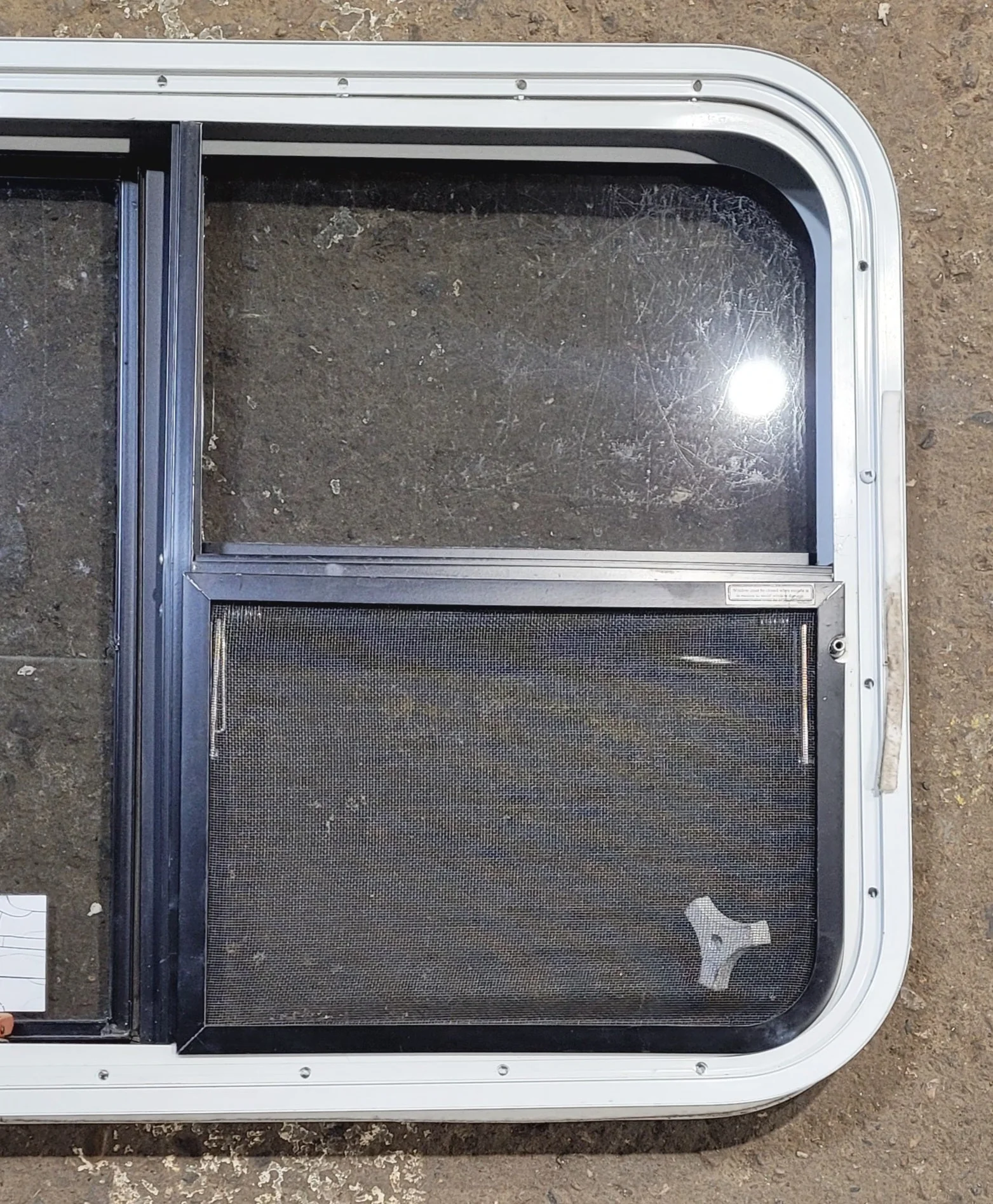 Used White Radius Emergency Opening Window : 41 1/4" W x 21 1/4" H x 1 5/8" D - Image 5