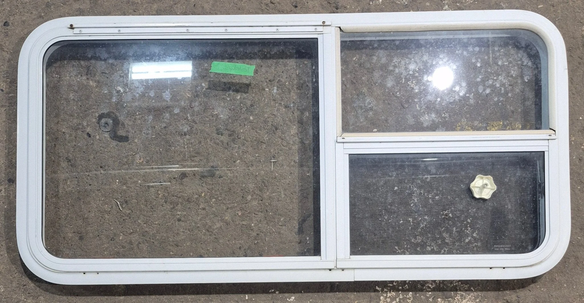 Used White Radius Emergency Opening Window : 45 1/2" W x 21 1/4" H x 1 7/8" D