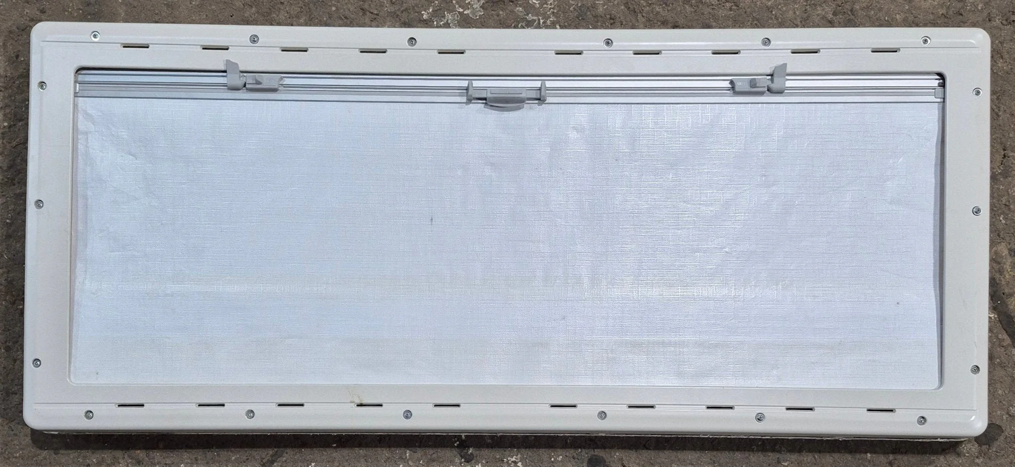 Used White Radius Emergency Opening Window : 46 5/8" W x 18 3/4" H x 1 1/8" D - Image 11
