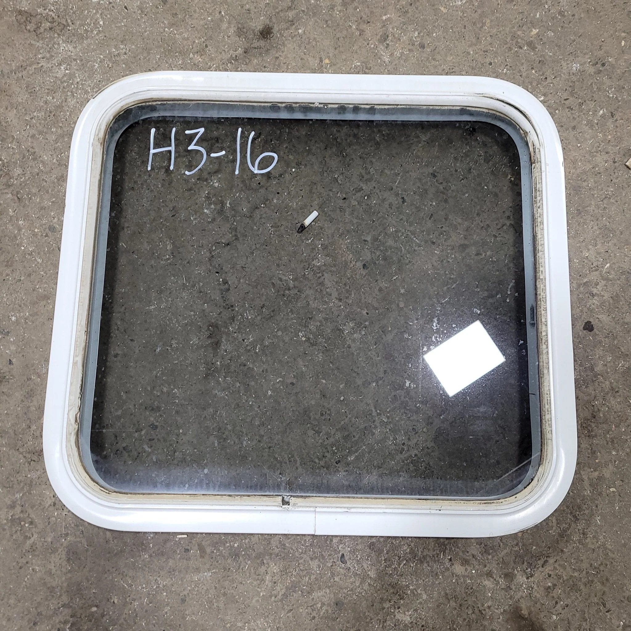 Used White Radius Non- Opening Window : 24 X 22 X 2" D
