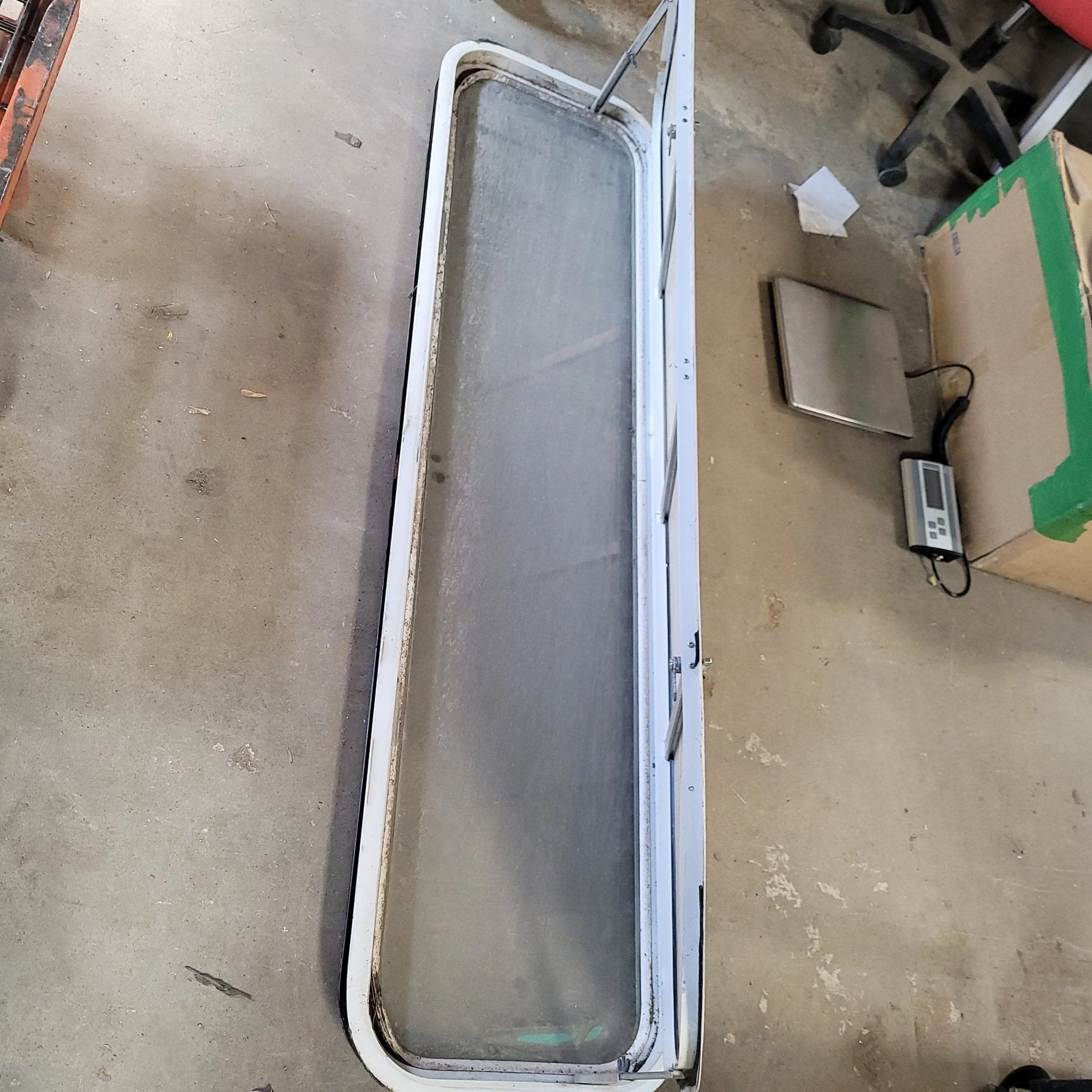 Used White Radius Non-Opening Window With Rock Guard Cover : 60 X 15 X 2" D - Image 2