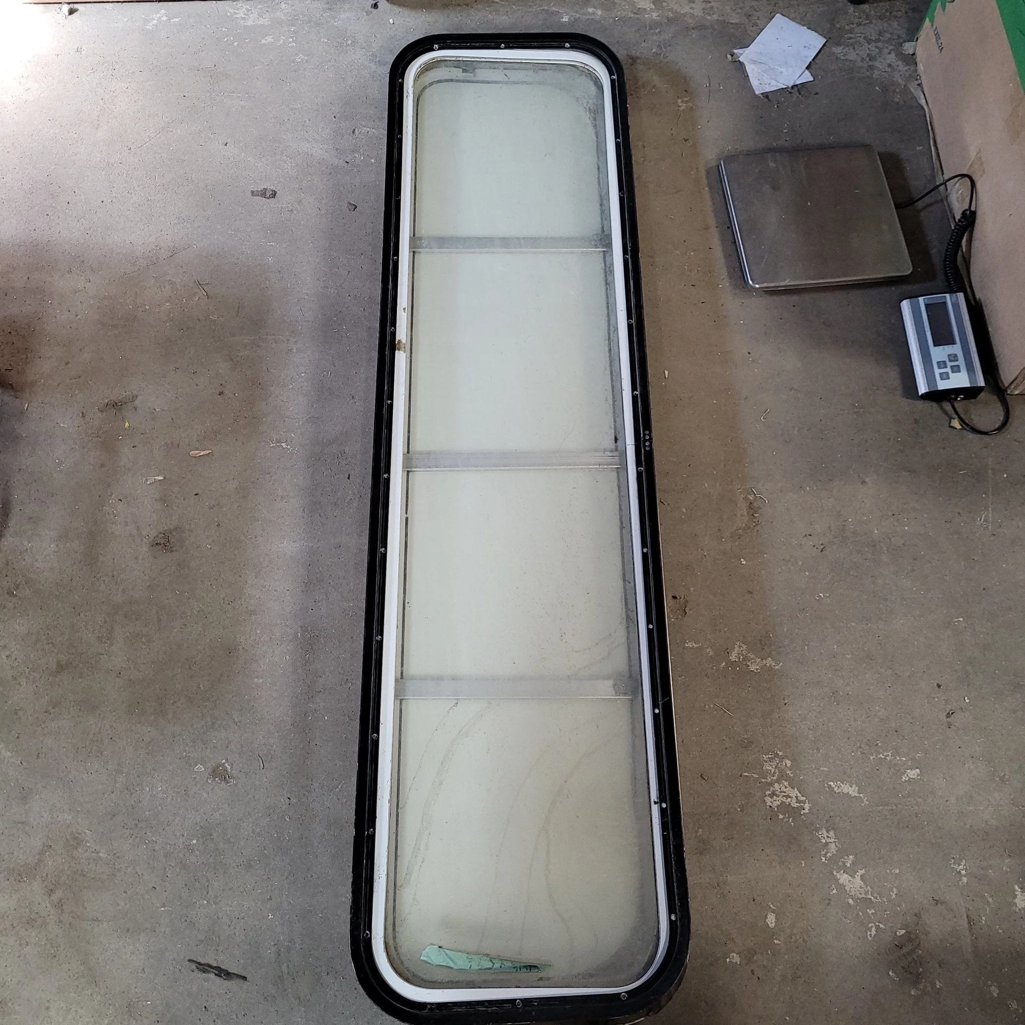Used White Radius Non-Opening Window With Rock Guard Cover : 60 X 15 X 2" D - Image 4