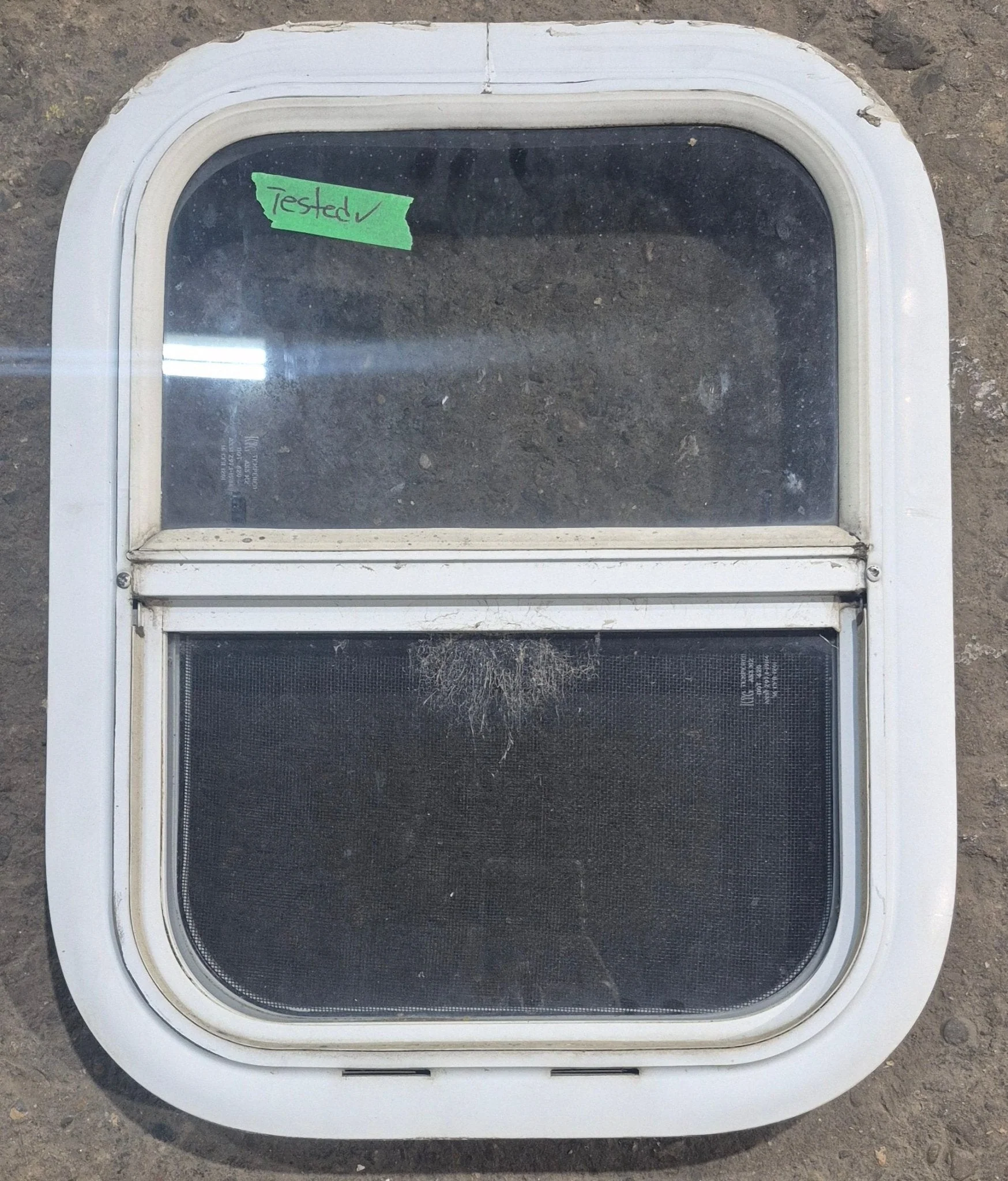 Used White Radius Opening Window : 14 1/4" W x 17 1/4" H x 1 7/8" D