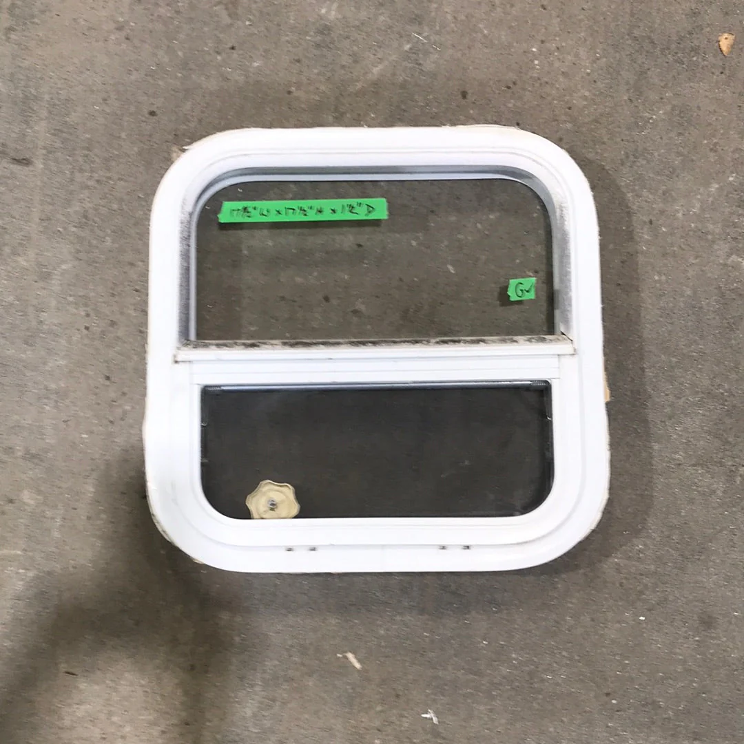 Used White Radius Opening Window : 17 1/2" W x 17 1/2" H x 1 1/2" D