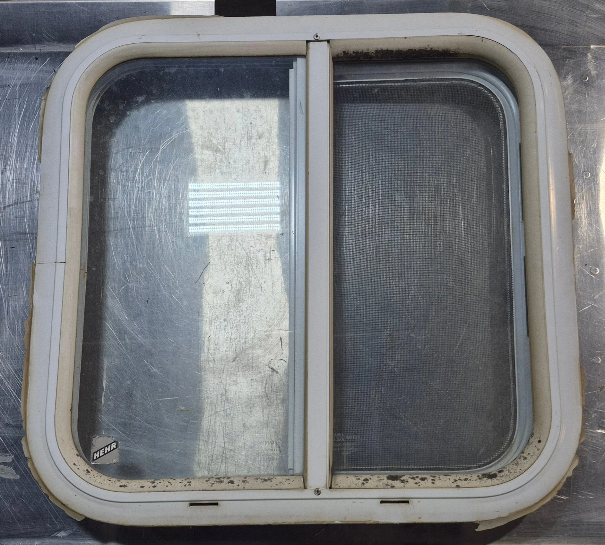 Used White Radius Opening Window : 18 1/4" W x 17 3/4" H x 1 3/4" D