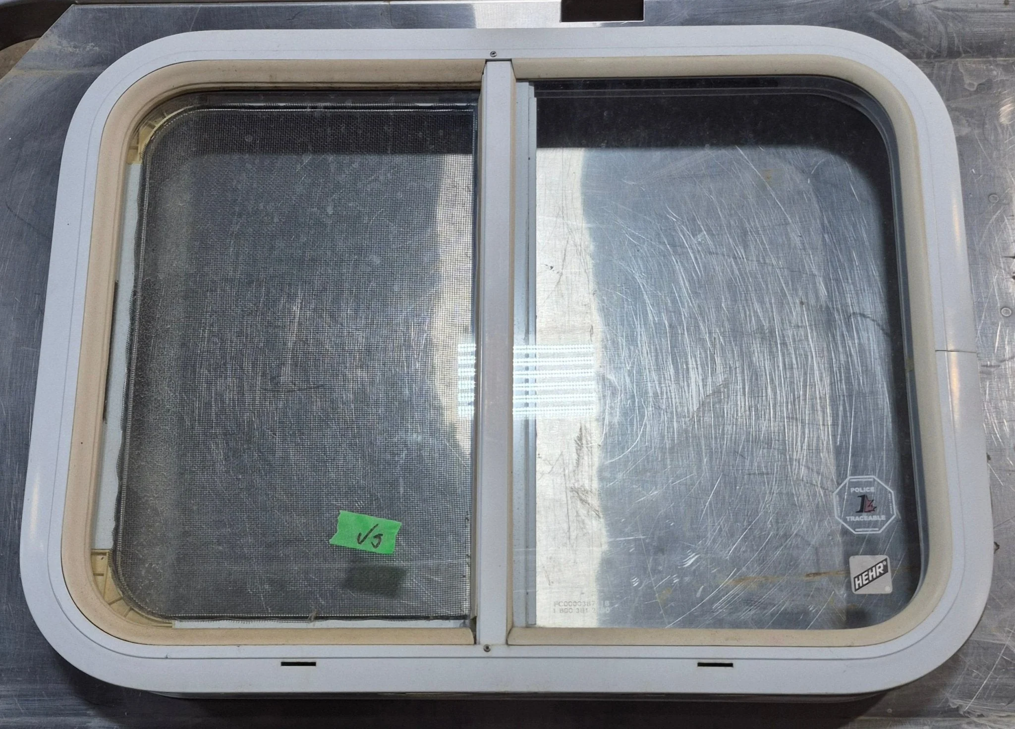 Used White Radius Opening Window : 23 1/2" W x 17 1/2" H x 1 7/8" D