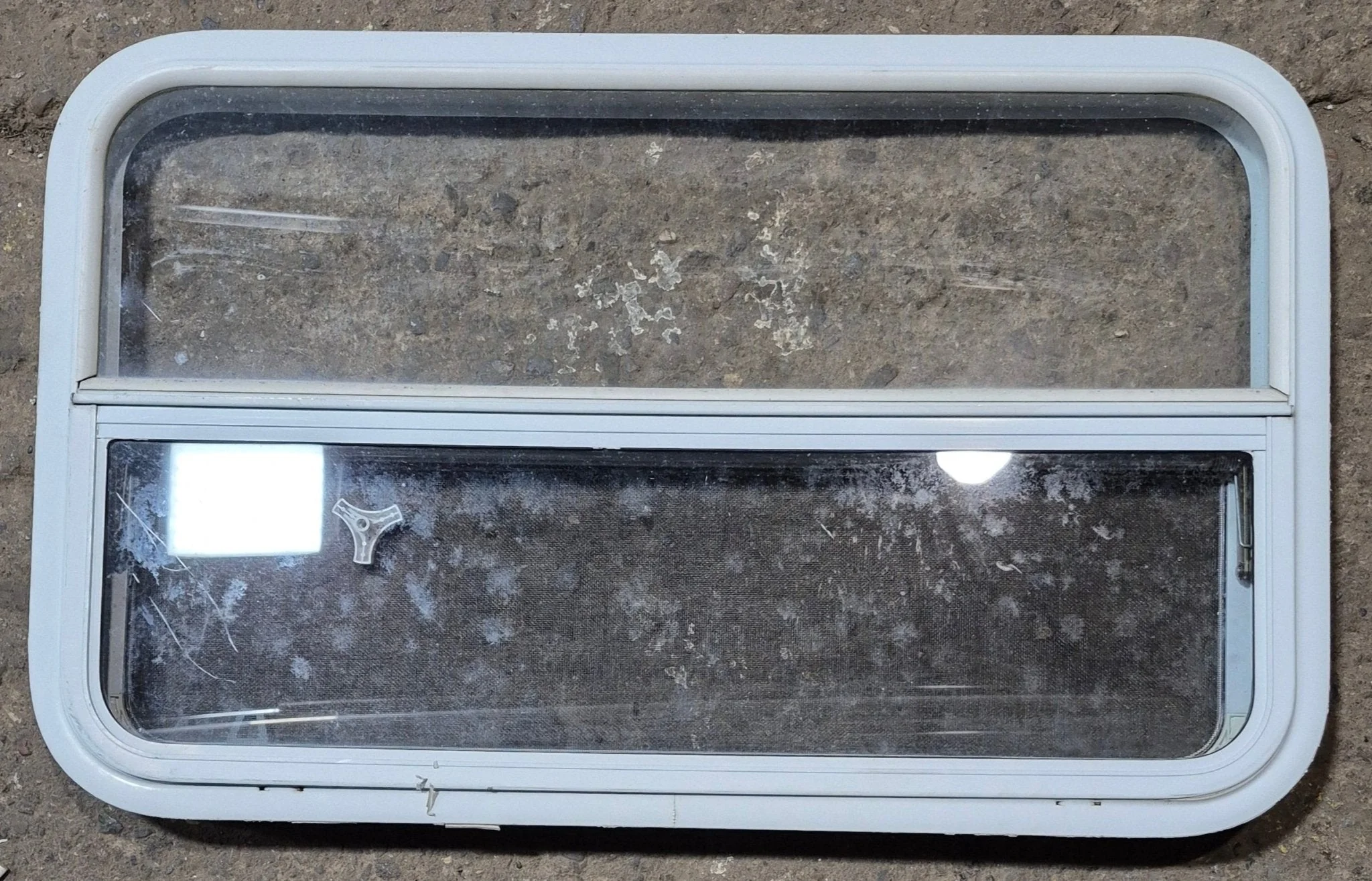 Used White Radius Opening Window : 35 1/2" W x 21 1/4" H x 1 1/8" D