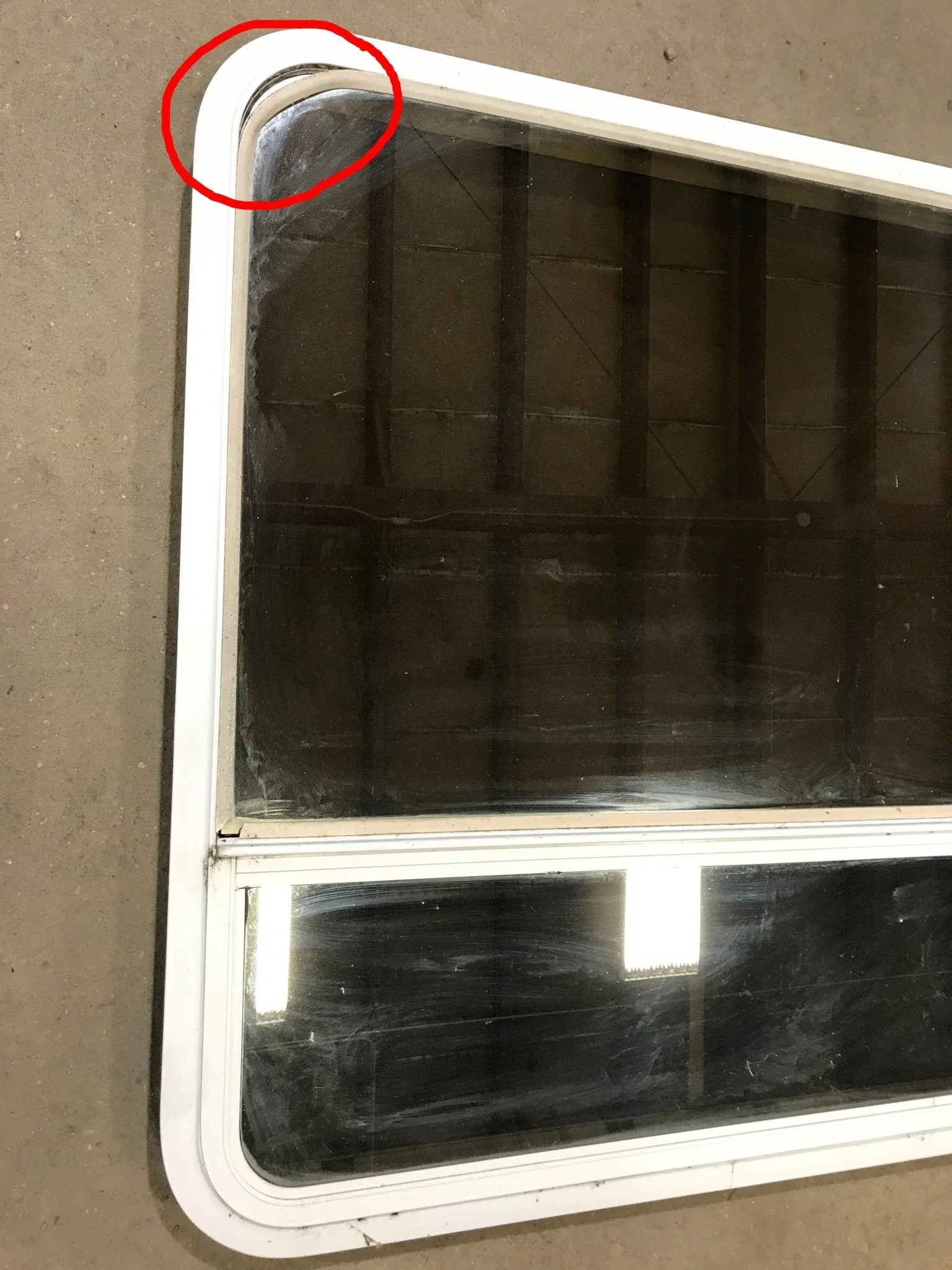 Used White Radius Opening Window : 35 1/2" W x 35 1/2" H x 1 7/8" D - Image 2