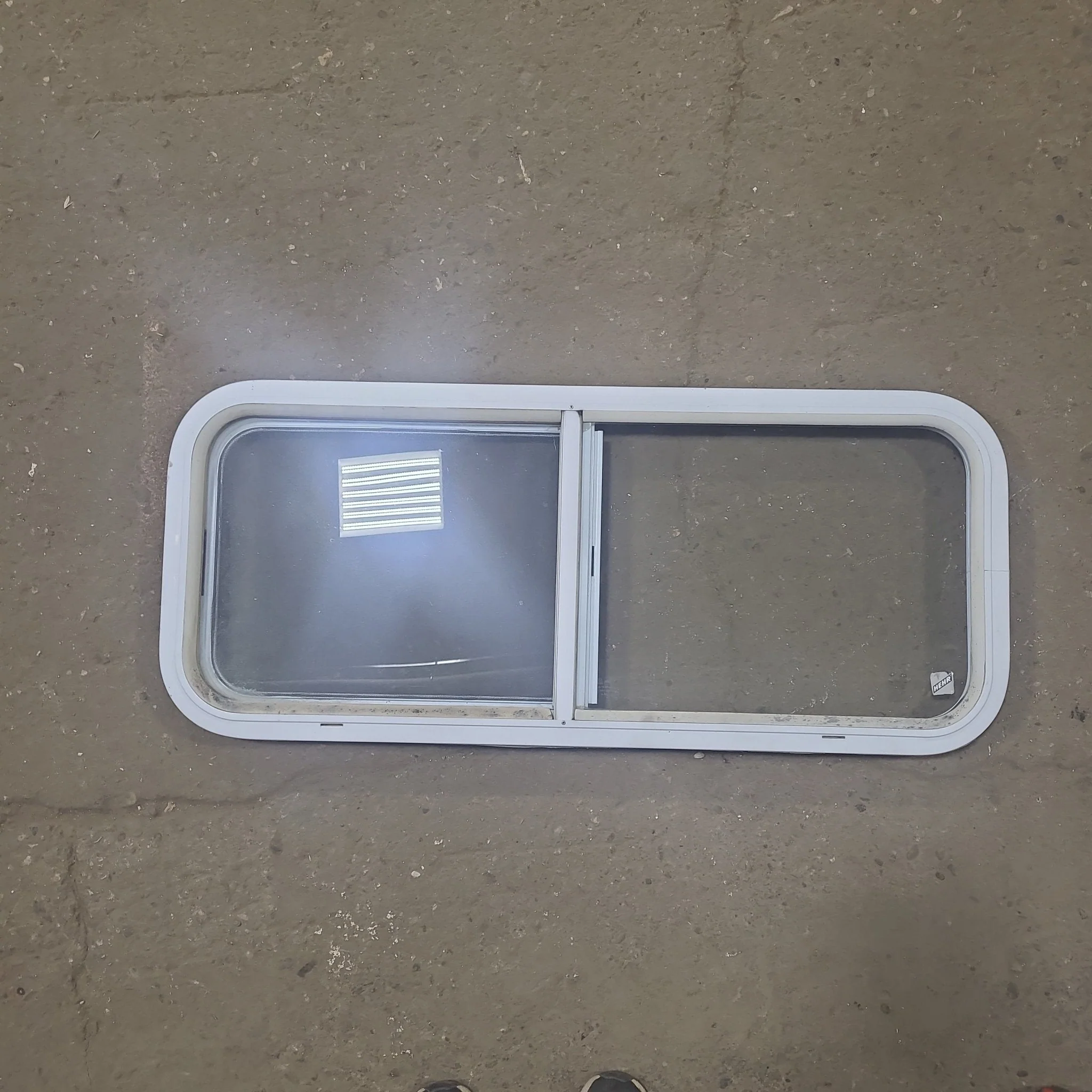 Used White Radius Opening Window : 36 1/4" W x 14 3/4" H x 1 3/4" D
