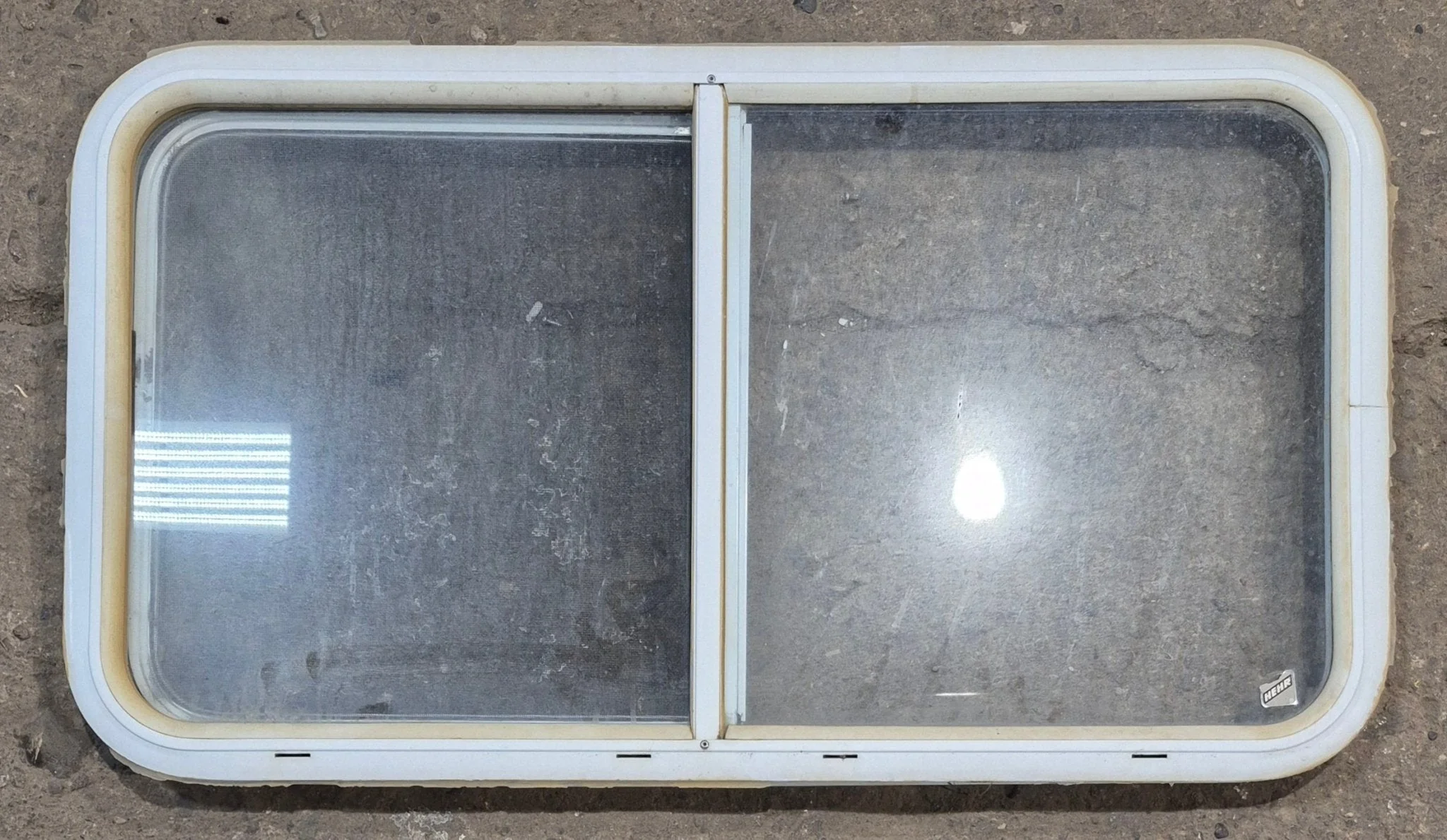 Used White Radius Opening Window : 36 1/4" W x 19 3/4" H x 1 3/4" D