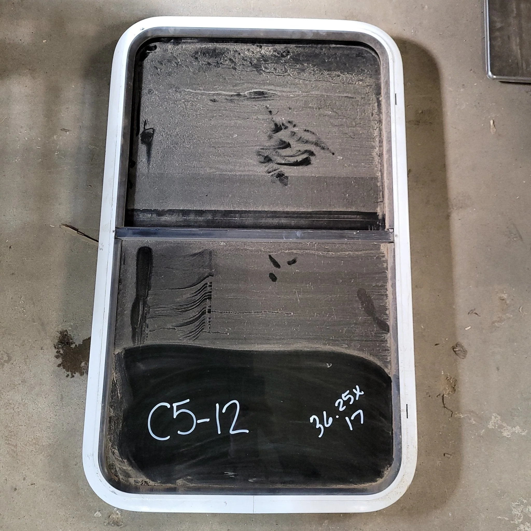 Used White Radius Opening Window : 36 1/4 X 17 X 2" D