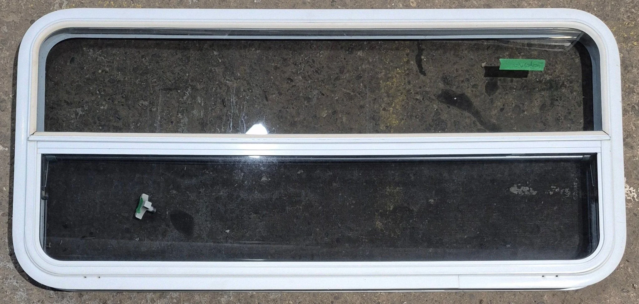 Used White Radius Opening Window : 47 1/2" W x 21 1/4" H x 1 7/8" D
