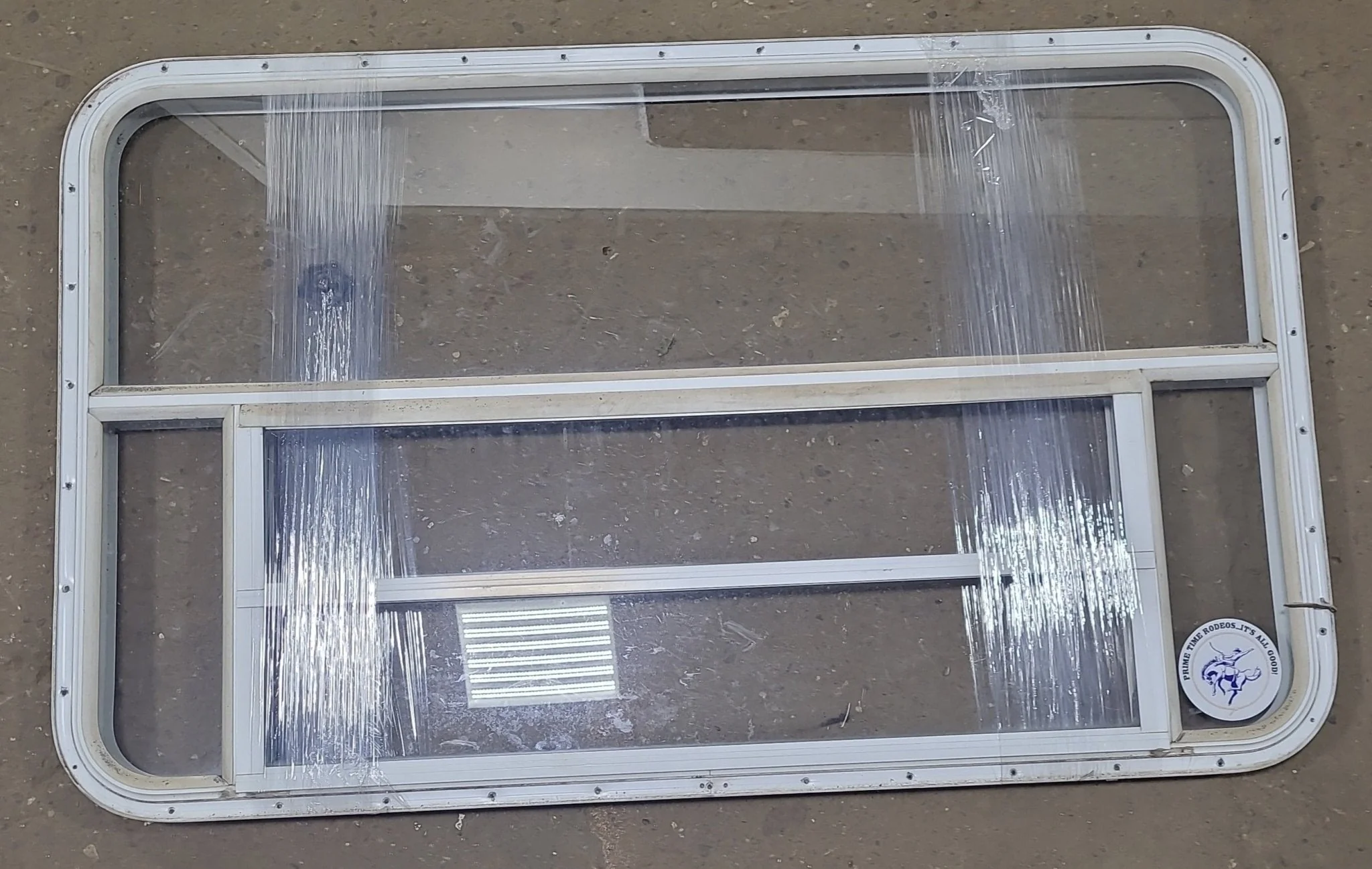 Used White Radius Opening Window : 47 3/4" W x 28 1/4" H x 1 5/8" D