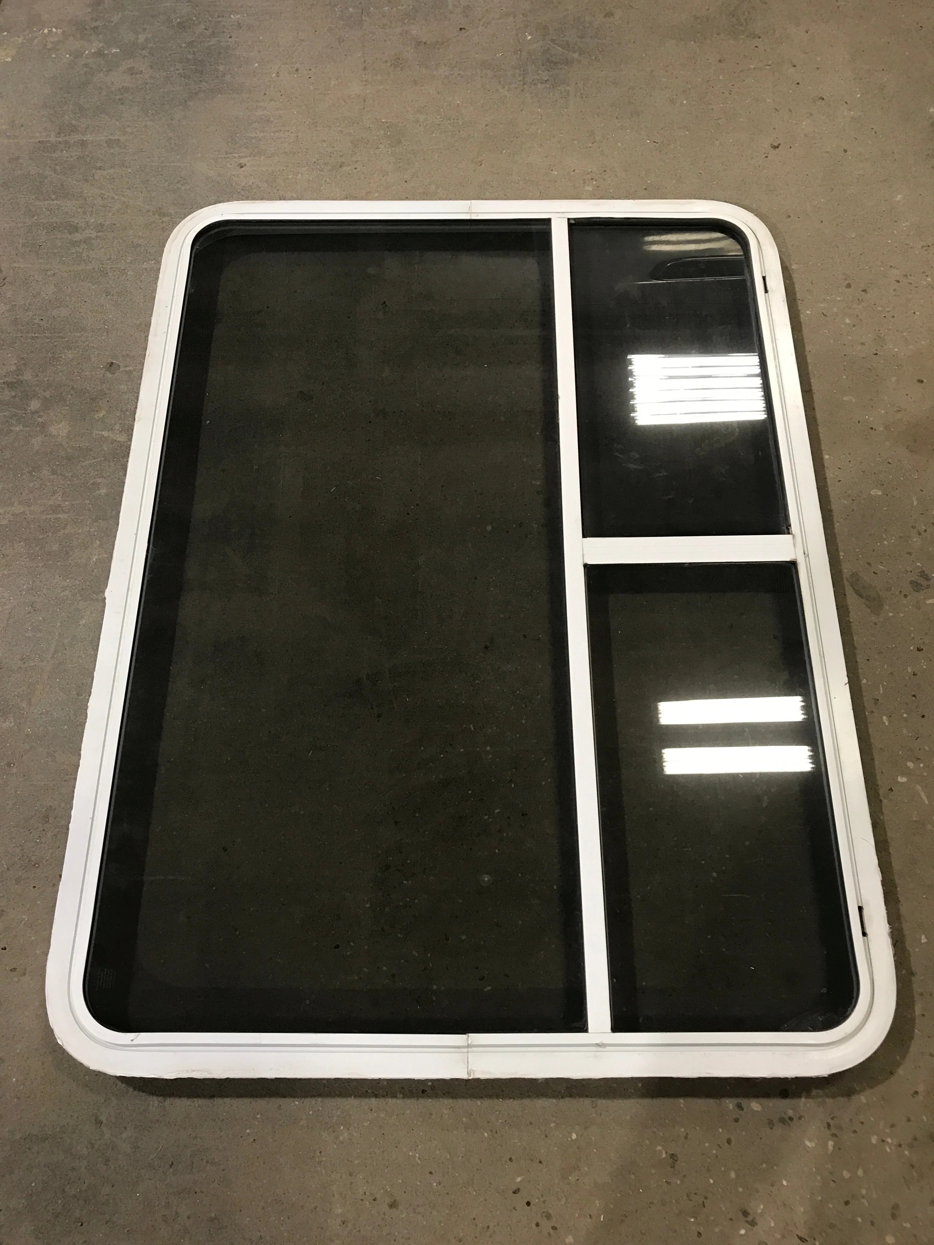 Used White Radius Opening Window : 48 1/4" W x 35 3/4" H x 2" D