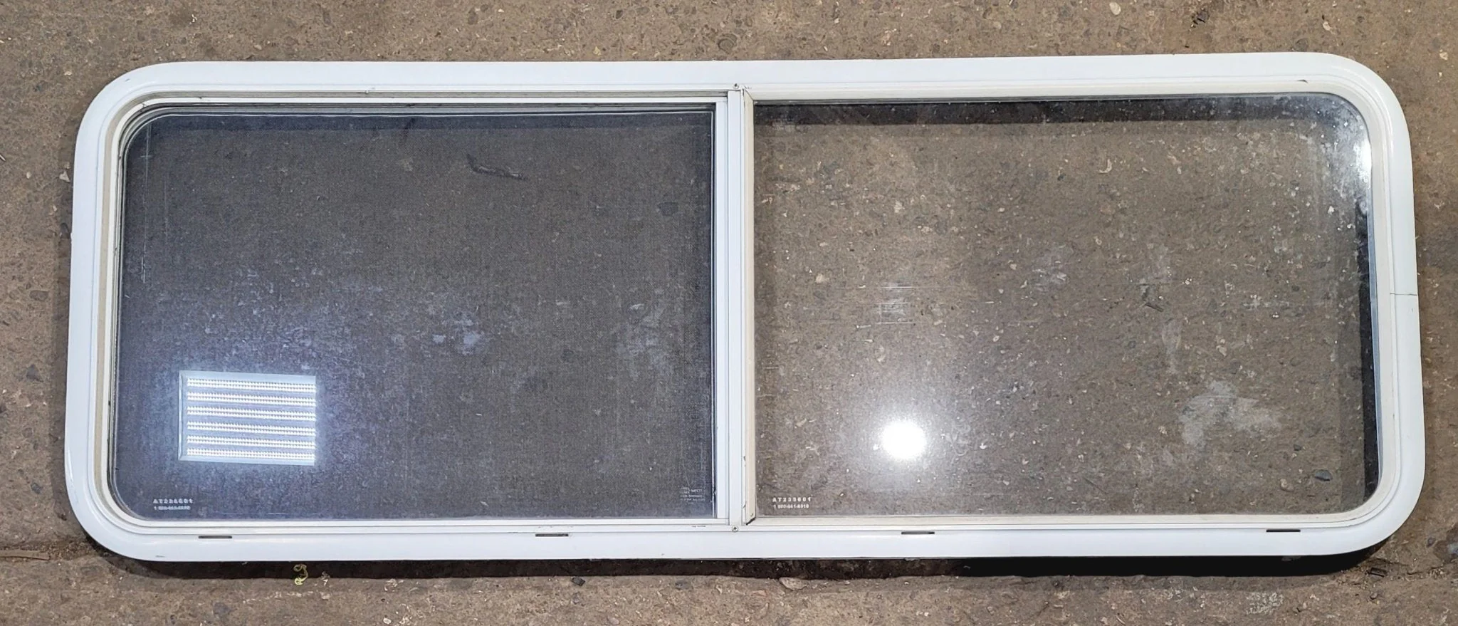 Used White Radius Opening Window : 59 1/4" W x 21 1/4" H x 1 3/4" D
