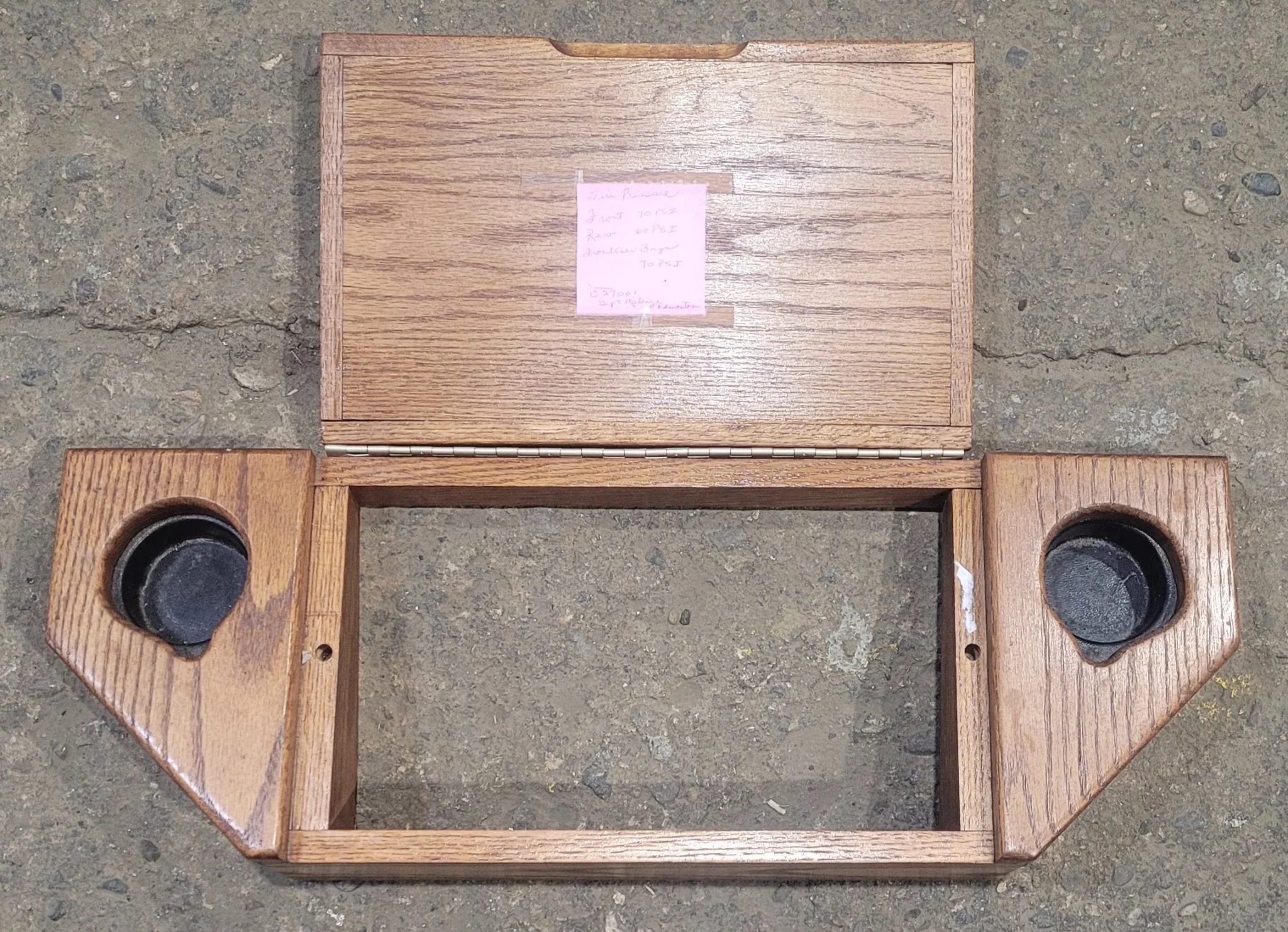 Used Wooden Doghouse Console Cover With 2 Cupholder Spaces - Image 3